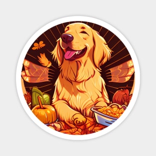 Thanksgiving Dinner Fun with a Golden Retriever! Magnet